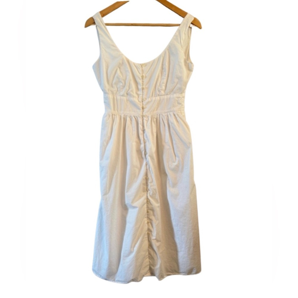 J. Crew Cotton Poplin Button Down Sleeveless White Midi Dress Size 2 Wedding - Picture 3 of 8